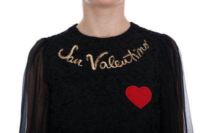Dolce & Gabbana Schwarzes San Valentino Etuikleid mit Pailletten