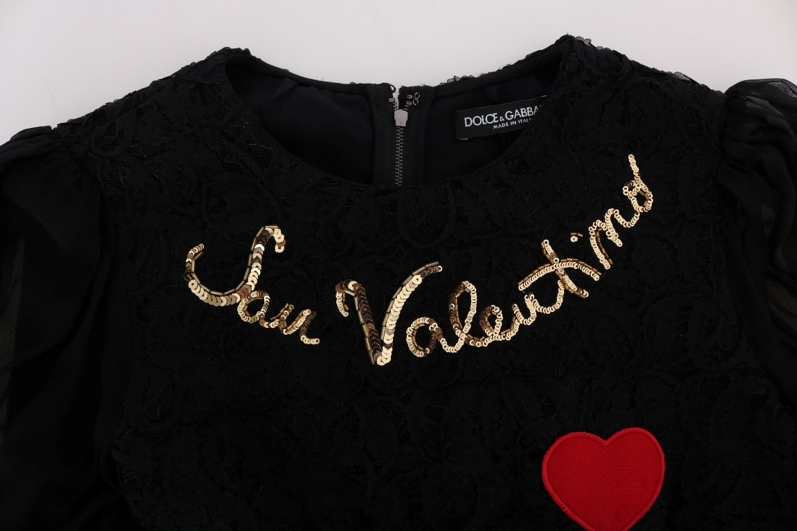 Dolce & Gabbana Schwarzes San Valentino Etuikleid mit Pailletten