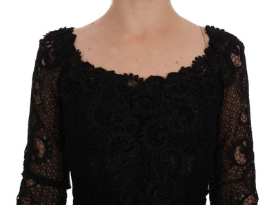 Dolce & Gabbana Schwarzes geblümtes Etuikleid