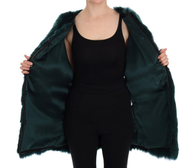 Dolce & Gabbana Grüne Alpakafellweste ärmellose Jacke