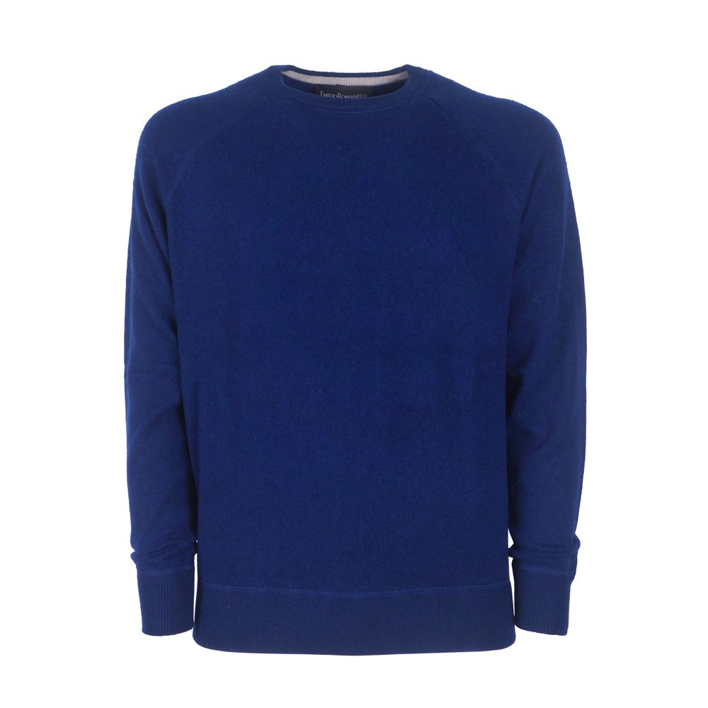 Emilio Romanelli Blauer Kaschmir-Pullover für Männer