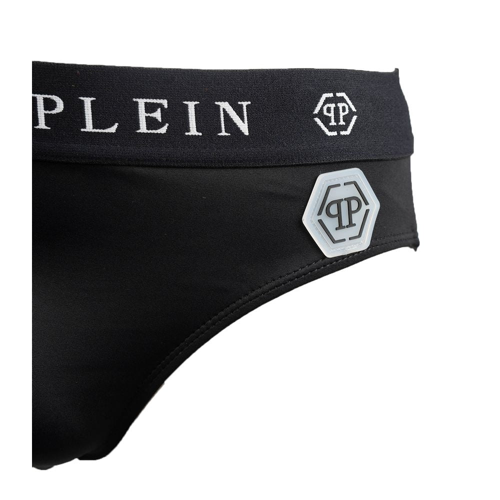 Philipp Plein Schwarze Polyamid-Badehose für Männer