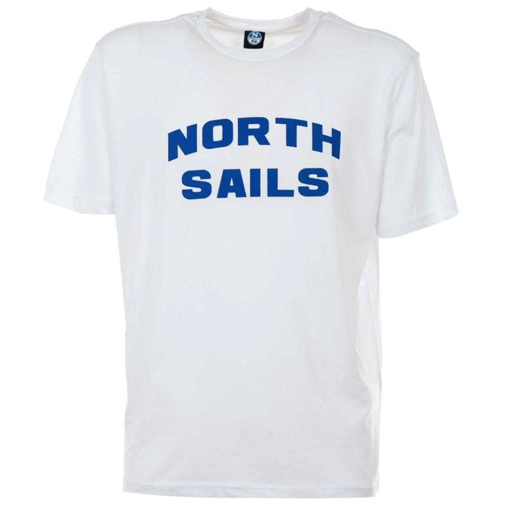 North Sails Elegantes weißes Baumwoll-T-Shirt mit frechem blauem Logo