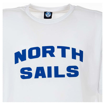 North Sails Elegantes weißes Baumwoll-T-Shirt mit frechem blauem Logo