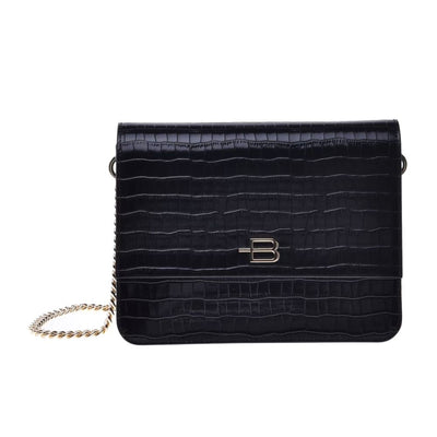 Baldinini Trend Schwarze Kalbsleder Damen Crossbody Tasche