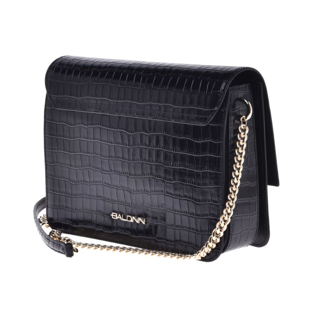 Baldinini Trend Schwarze Kalbsleder Damen Crossbody Tasche