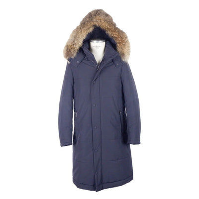 Made in Italy Blauer Herren-Regenmantel aus Wolle