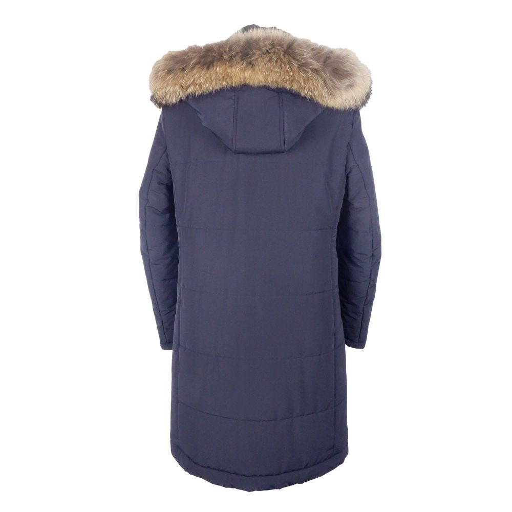 Made in Italy Blauer Herren-Regenmantel aus Wolle