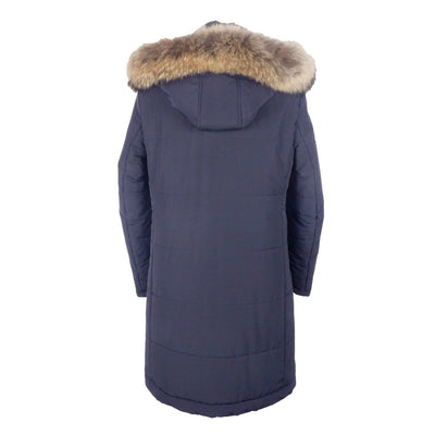 Made in Italy Blauer Herren-Regenmantel aus Wolle