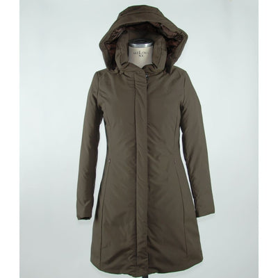 Emilio Romanelli Elegante braune Polyesterjacke mit Kapuze