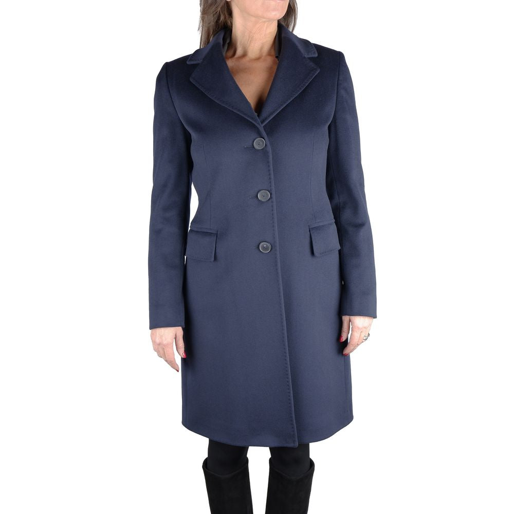 Made in Italy Blauer Wollmantel für Frauen