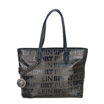 Plein Sport Elegante schwarze Shopper-Tasche mit Logodruck und Kreuzgurt