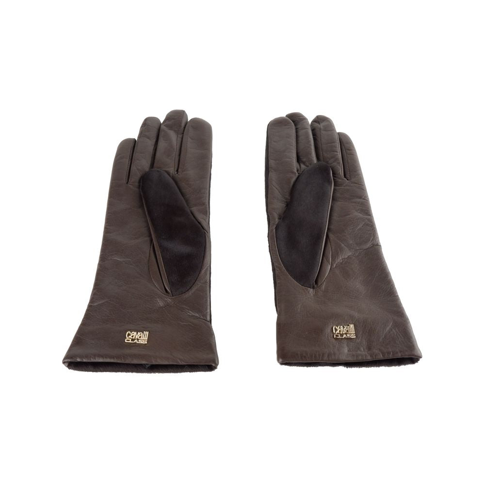 Cavalli Class Braunes Rindsleder Frauen Handschuh