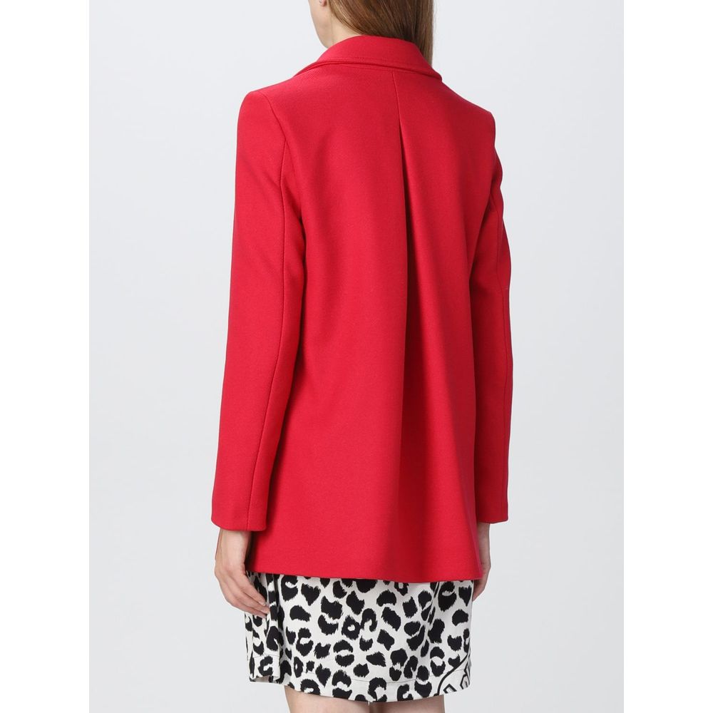 Love Moschino Eleganter roter Wintermantel aus einer Wollmischung