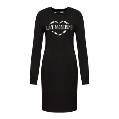 Love Moschino Schickes Logo-Kleid aus Baumwollmischung - lange Ärmel