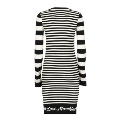 Love Moschino Schickes gestreiftes Logo-Strickkleid