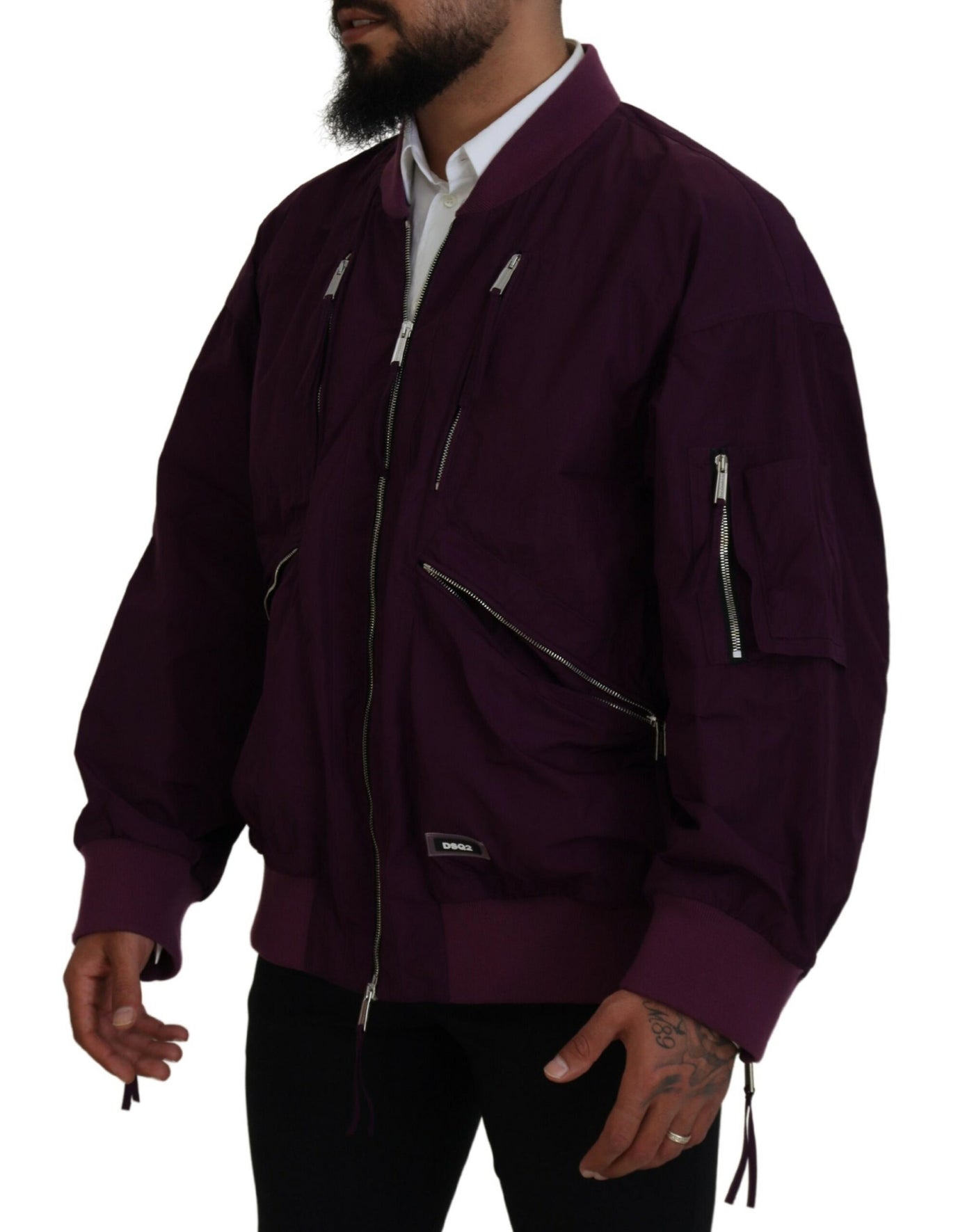Dsquared² Lila Polyester Bomberjacke mit Reißverschluss