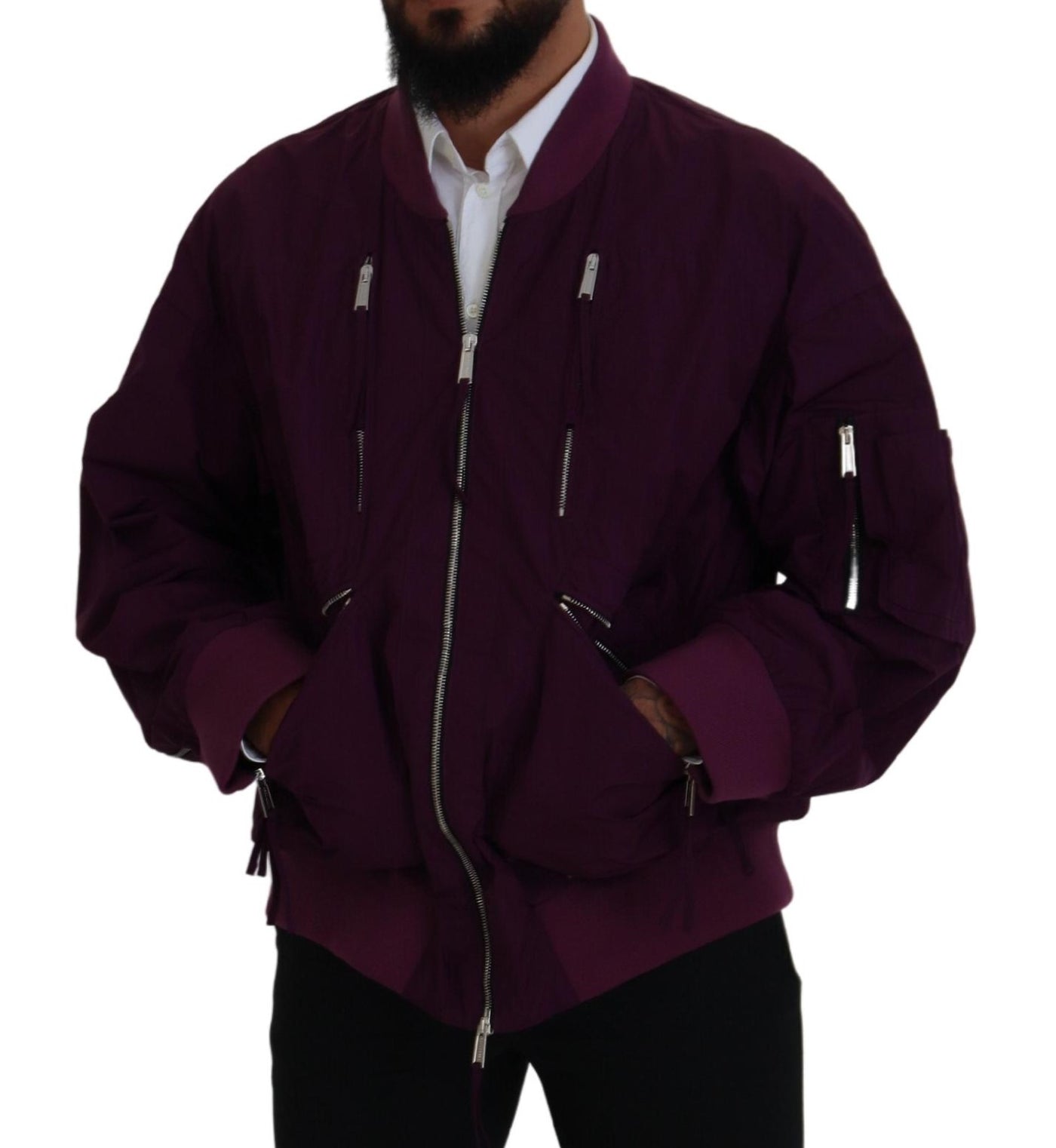 Dsquared² Lila Polyester Bomberjacke mit Reißverschluss