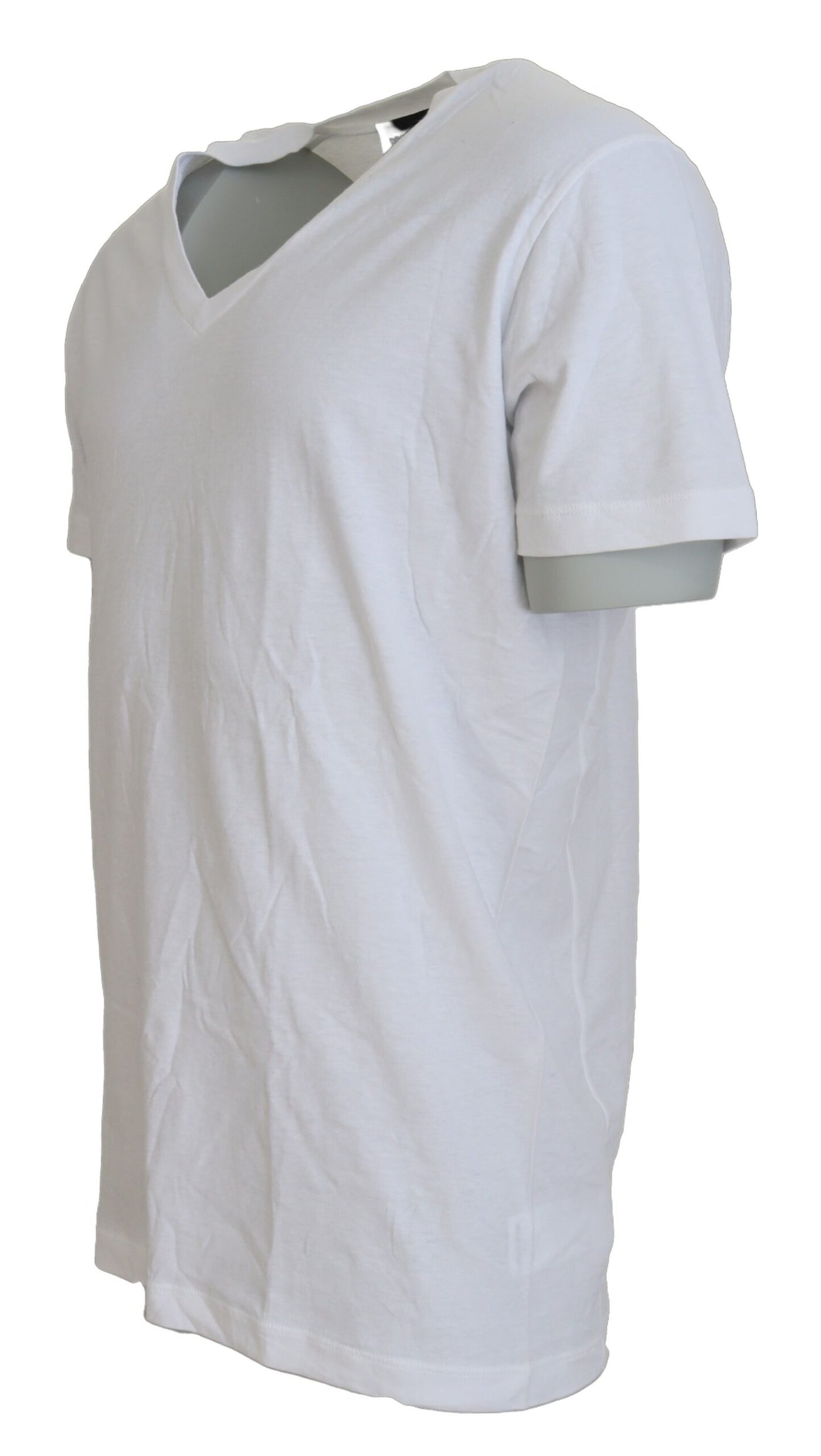 Dsquared² Weißes Baumwoll-Leinen-T-Shirt mit kurzen Ärmeln und V-Ausschnitt