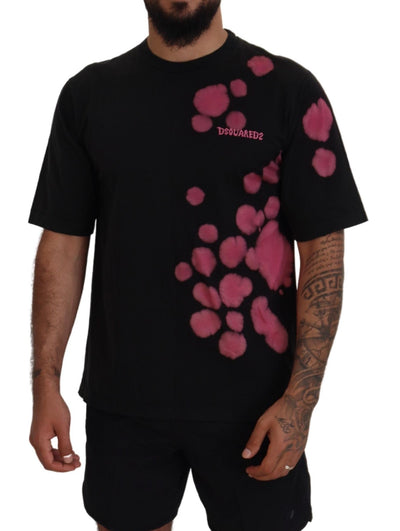 Dsquared² Schwarz-rosa Baumwolle Kurzarm-T-Shirt mit Rundhalsausschnitt