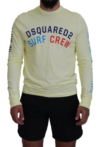 Dsquared² Gelbes bunt bedrucktes langärmeliges Top T-shirt