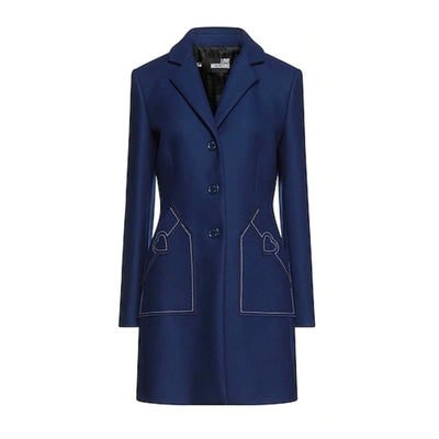 Love Moschino Blauer Wollmantel für Frauen
