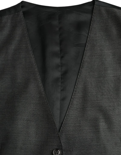 Dolce & Gabbana Graue Wolle Formelle Kleid Weste Weste