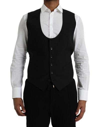 Dolce & Gabbana Schwarze Wollweste Kleid Formelle Weste