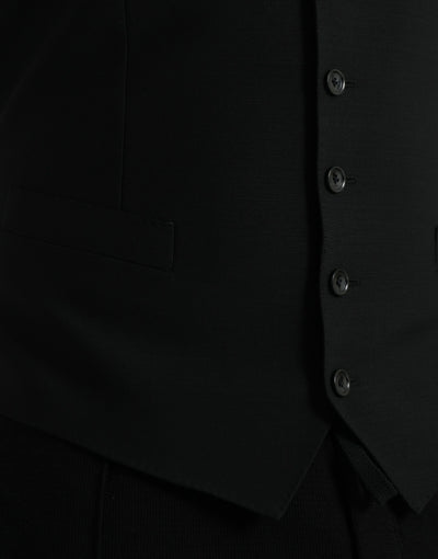 Dolce & Gabbana Schwarze Wollweste Kleid Formelle Weste