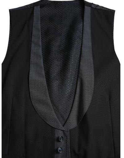 Dolce & Gabbana Schwarze Wollweste Kleid Formelle Weste