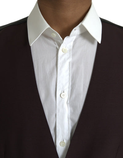 Dolce & Gabbana Braunes Wollwams Kleid Formelle Weste