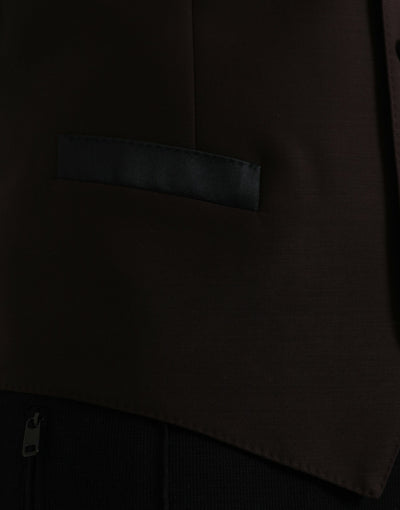 Dolce & Gabbana Braunes Wollwams Kleid Formelle Weste