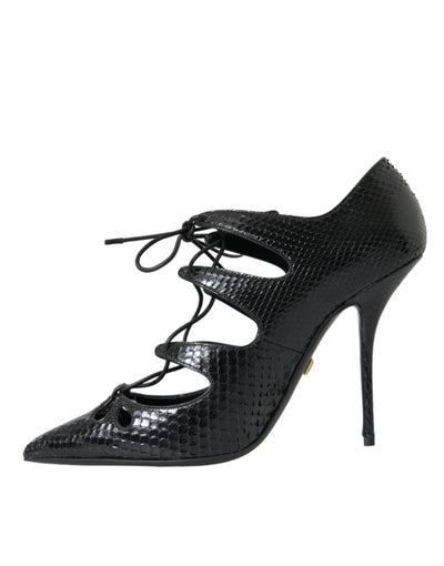 Dolce & Gabbana Schwarz Python Leder Mary Jane Pumps Schuhe