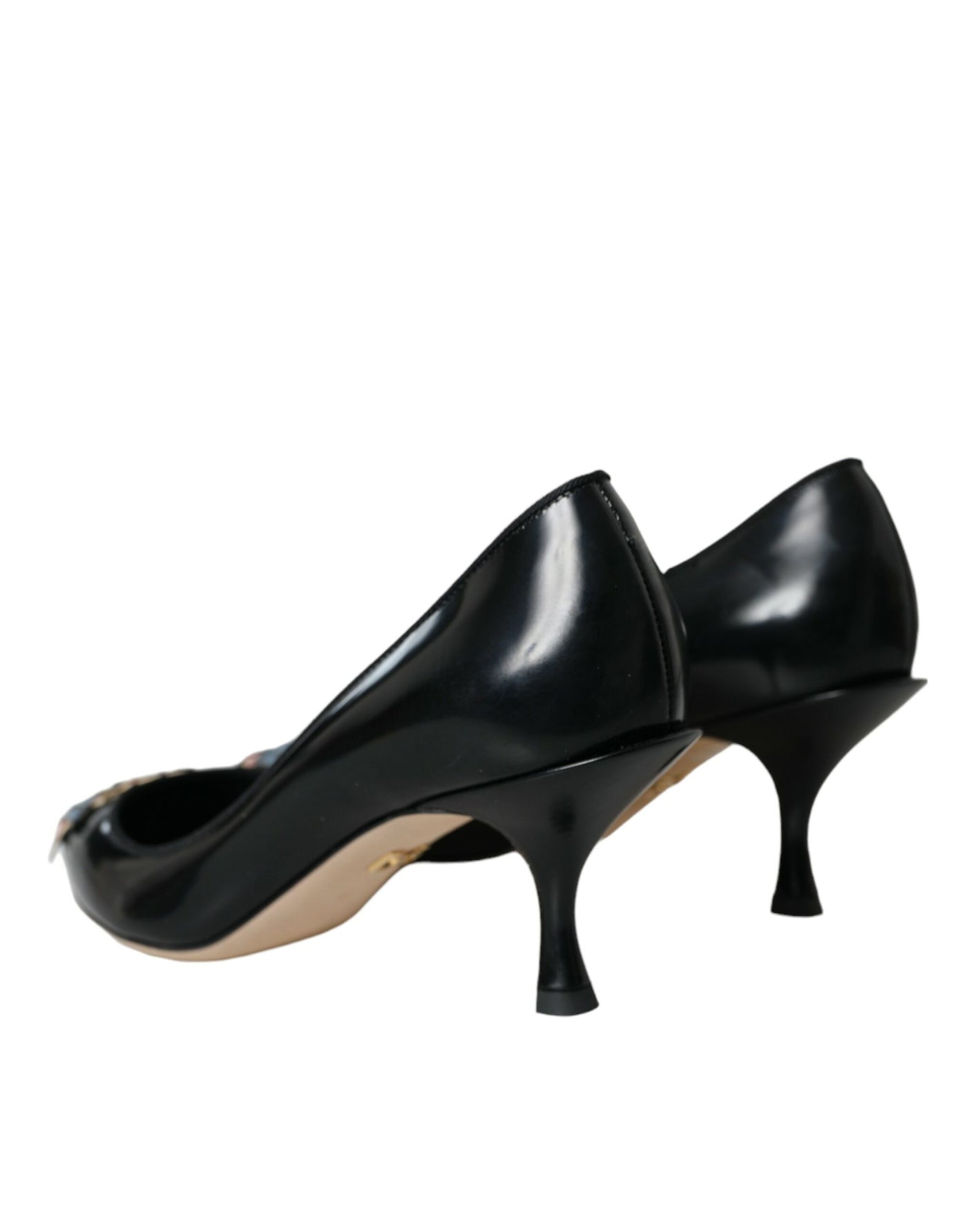 Dolce & Gabbana Schwarz Leder BOOM Patch Heels Pumps Schuhe