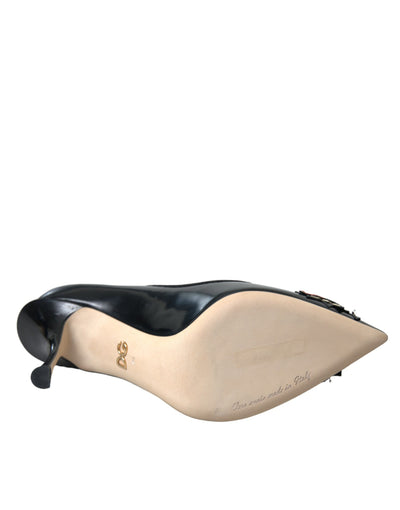 Dolce & Gabbana Schwarz Leder WOW Patch Heels Pumps Schuhe
