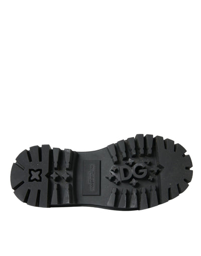 Dolce & Gabbana Schwarze Leder Trekking Derby verschönerte Schuhe