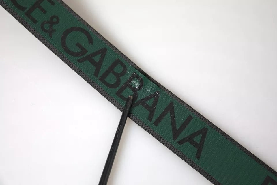 Dolce & Gabbana Schwarz Grün Logo Silber Metallschnalle Gürtel