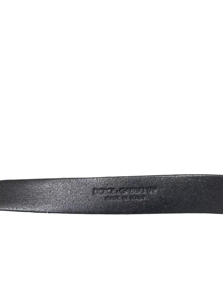 Dolce & Gabbana Schwarzes Leder Silber Metallschnalle Männer Gürtel
