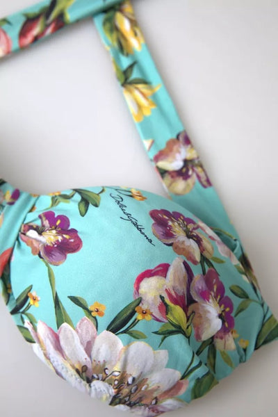 Dolce & Gabbana Mintgrünes Bikinioberteil mit Blumendruck