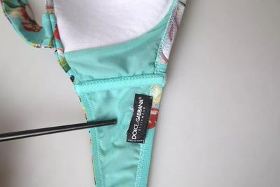 Dolce & Gabbana Mintgrünes Bikinioberteil mit Blumendruck