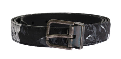 Dolce & Gabbana Schwarzer Cayman Leinen Ledergürtel