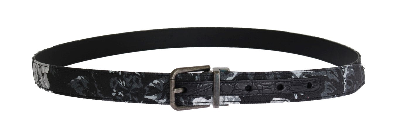 Dolce & Gabbana Schwarzer Cayman Leinen Ledergürtel