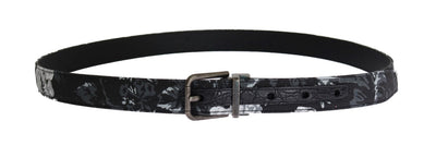 Dolce & Gabbana Schwarzer Cayman Leinen Ledergürtel