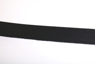 Dolce & Gabbana Schwarzer Cayman Leinen Ledergürtel