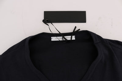 Daniele Alessandrini Blaues T-Shirt mit V-Ausschnitt aus Baumwolle