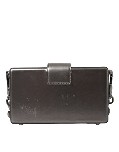 Dolce & Gabbana Metallisch graues Kalbsleder DG BOX Umhängetasche