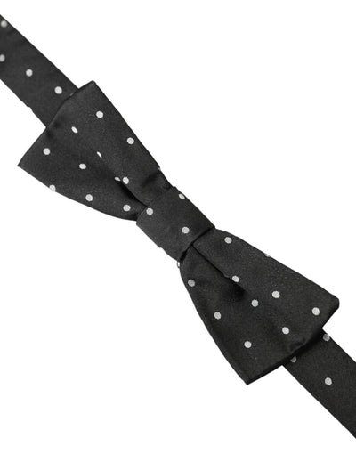 Dolce & Gabbana Schwarz Weiß Polka Dot Seide Männer Hals Fliege