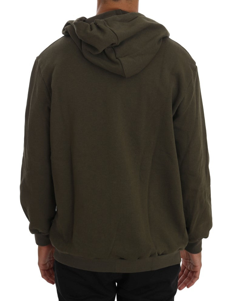Daniele Alessandrini Grüner Pullover aus Baumwolle mit durchgehendem Reißverschluss
