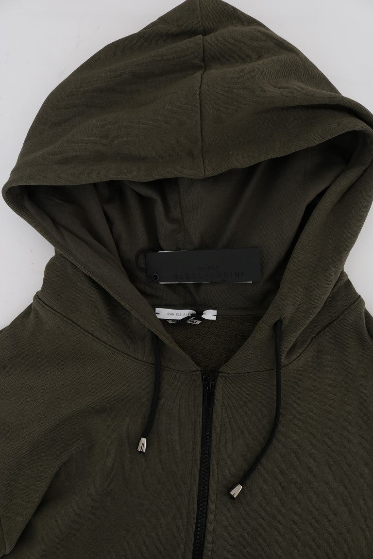 Daniele Alessandrini Grüner Pullover aus Baumwolle mit durchgehendem Reißverschluss