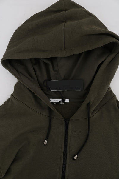 Daniele Alessandrini Grüner Pullover aus Baumwolle mit durchgehendem Reißverschluss